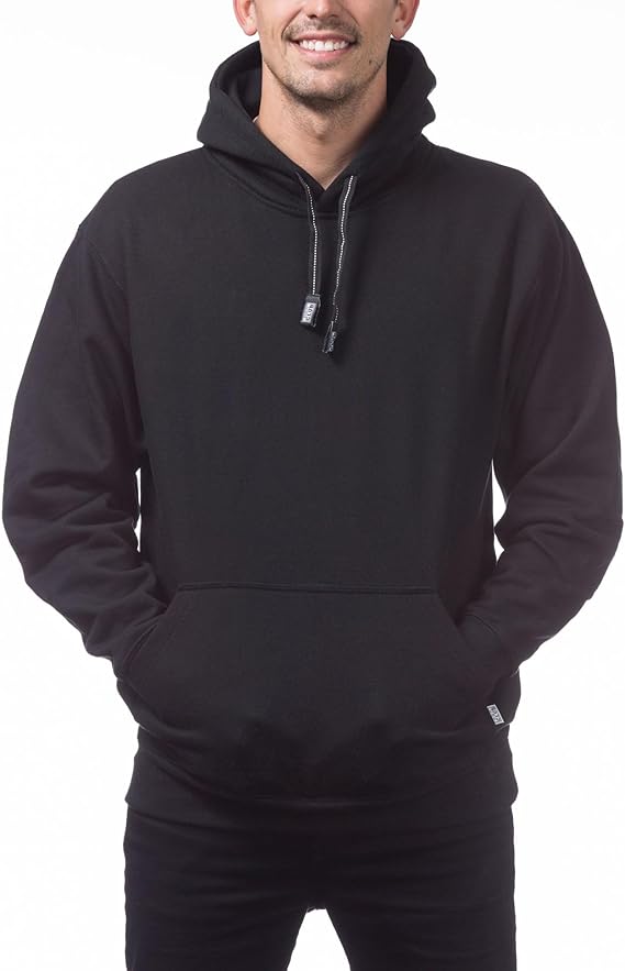 Pro Club Men's Heavyweight Pullover Hoodie (13oz), Black, X-Large