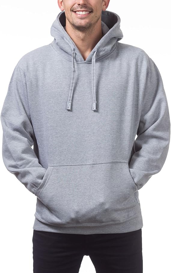 Pro Club Men's Heavyweight Pullover Hoodie (13oz), Heather Gray, Large