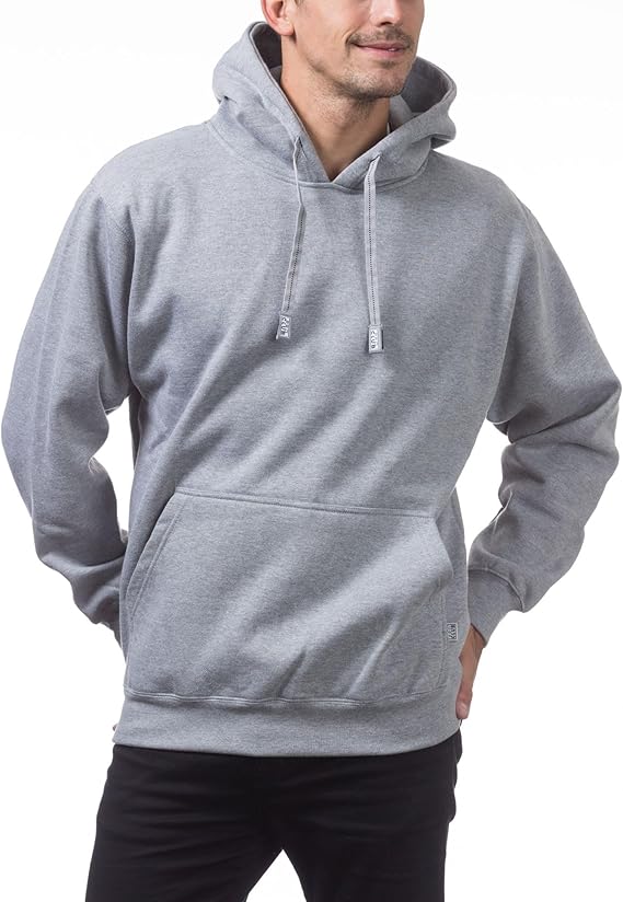 Pro Club Men's Heavyweight Pullover Hoodie (13oz), Heather Gray, Large