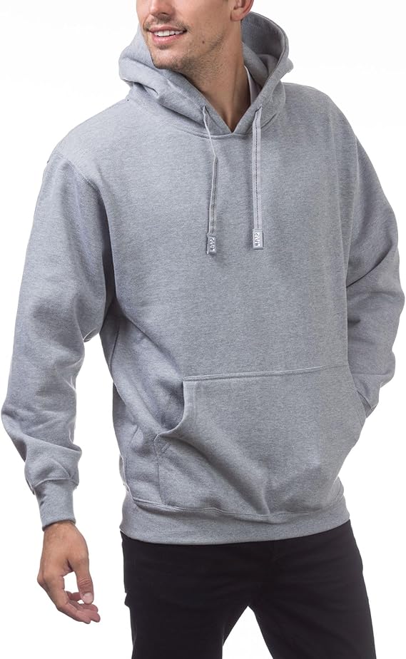 Pro Club Men's Heavyweight Pullover Hoodie (13oz), Heather Gray, Large