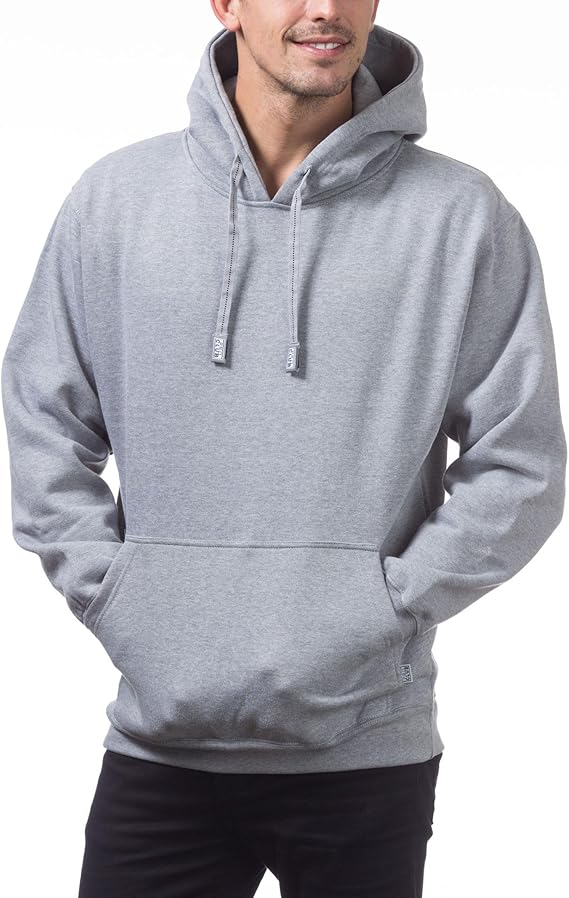 Pro Club Men's Heavyweight Pullover Hoodie (13oz), Heather Gray, Large
