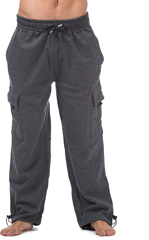 Pro Club Men's Heavyweight Fleece Cargo Pants (Charcoal, Small)