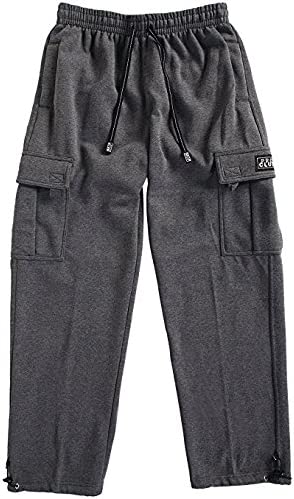 Pro Club Men's Heavyweight Fleece Cargo Pants (Charcoal, Small)