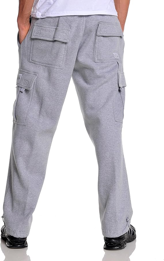 Pro Club Men's Heavyweight Fleece Cargo Pants (Heather Gray, Medium)