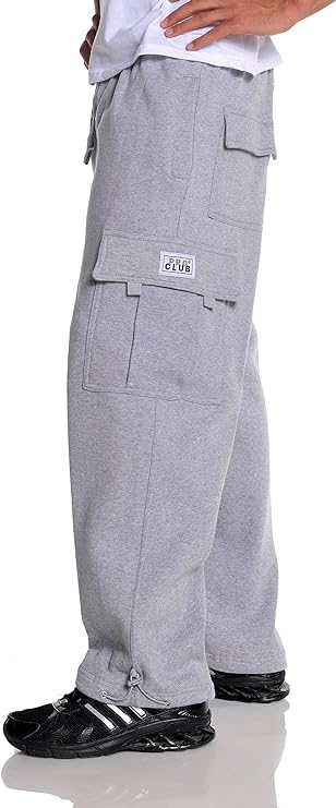Pro Club Men's Heavyweight Fleece Cargo Pants (Heather Gray, Medium)