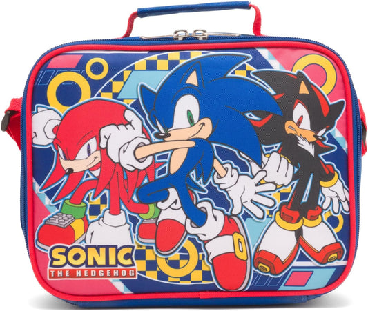 Sonic the Hedgehog - Sonic, Shadow, Knuckles - School Lunch Box Adjustable Shoulder Straps Bag