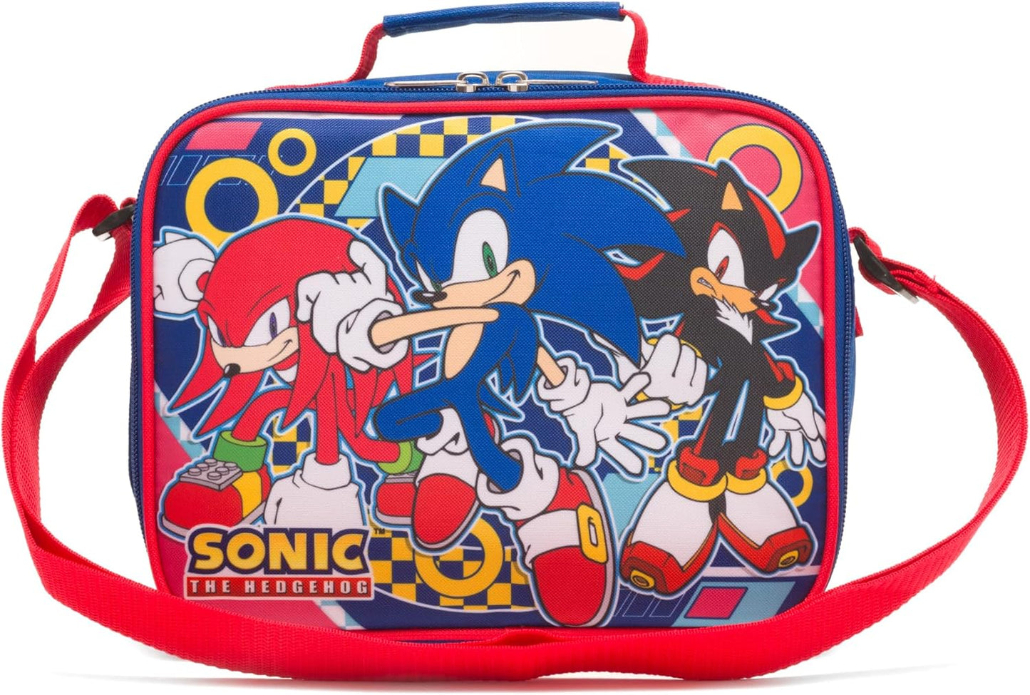 Sonic the Hedgehog - Sonic, Shadow, Knuckles - School Lunch Box Adjustable Shoulder Straps Bag