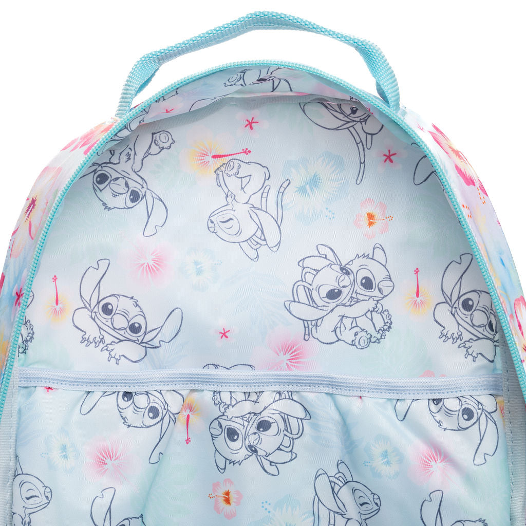 Disney - Wondapop - Stitch & Angel - 15.5” Nylon Backpack - Kids School Bag with Laptop Sleeve & Pockets