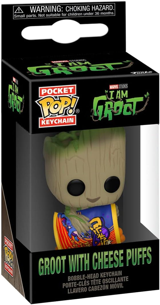 Funko Pocket Pop! Guardians of the Galaxy: Marvel - I Am Groot, Groot with Cheese Puffs Collectible Keychain
