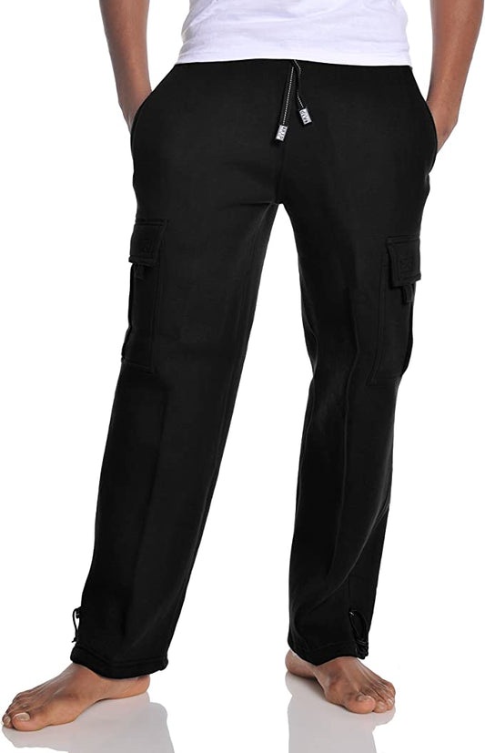 Pro Club Men's Heavyweight Fleece Cargo Pants (Black, X-Large)