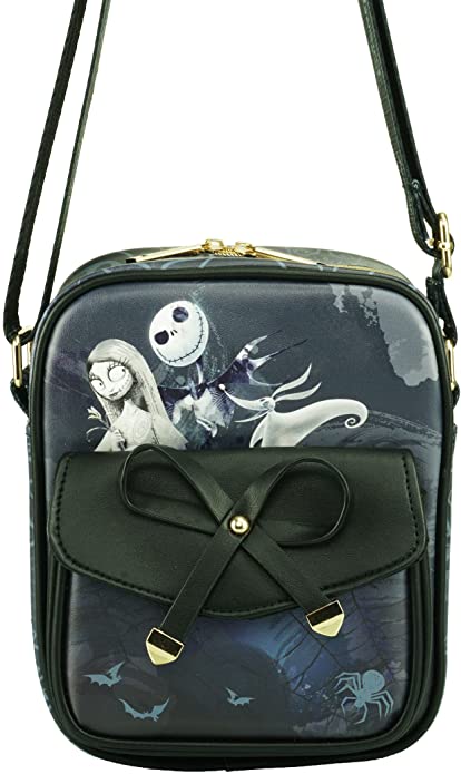 Mini - Jack & Sally - Vegan Mini 8" leather Crossbody/Shoulder Bag (the Nightmare Before Christmas Jack)