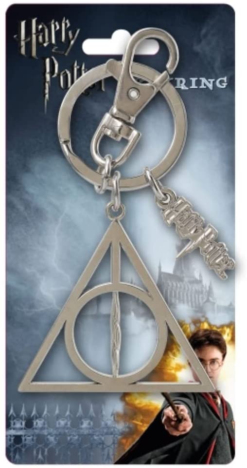 Harry Potter Deathly Hallows Pewter Key Ring, Silver ,2" - 48054 - GTE Zone