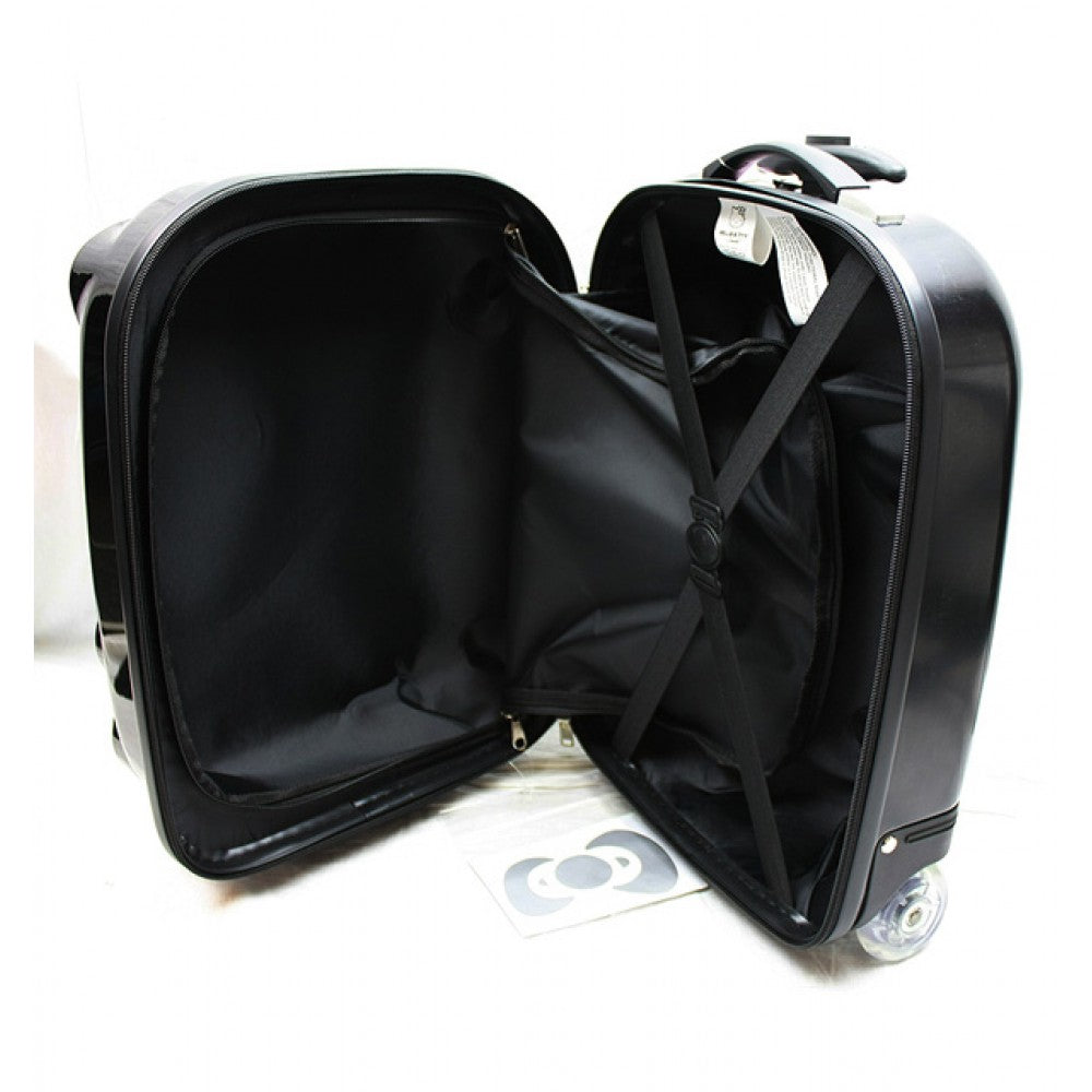 Hello Kitty 16" Rolling ABS Luggage Bag Hard Suit Case- Black Face Bow - GTE Zone