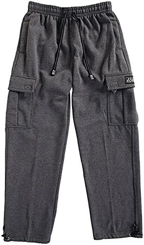 Pro Club Men's Heavyweight Fleece Cargo Pants (Charcoal, Small)