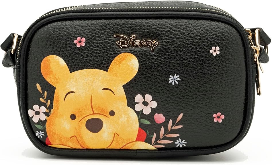 WondaPop Winnie the Pooh - Pooh Designer Series Double Zipper Crossbody/Shoulder Bag