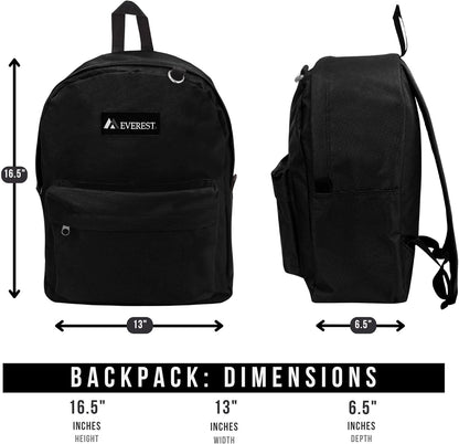 Everest Classic Backpack – Large, Black (Model: 2045CR-BK)