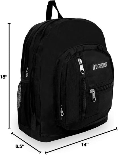 Everest Double Main Compartment Backpack – Black (Model: 5045-Black)