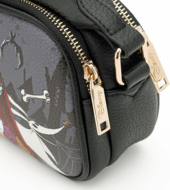 WondaPop Nightmare Before Christmas - Jack & Sally Designer Series Double Zipper Crossbody/Shoulder Bag