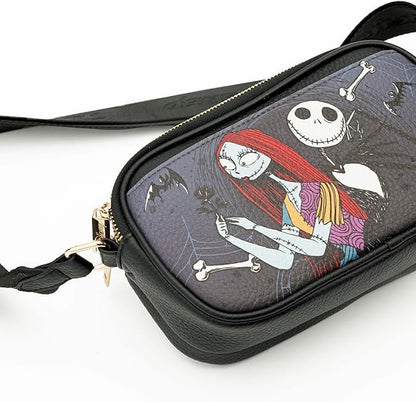 WondaPop Nightmare Before Christmas - Jack & Sally Designer Series Double Zipper Crossbody/Shoulder Bag