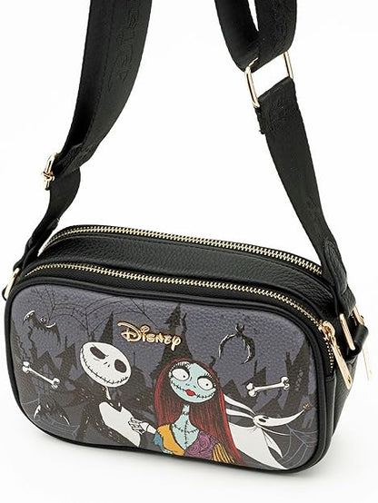 WondaPop Nightmare Before Christmas - Jack & Sally Designer Series Double Zipper Crossbody/Shoulder Bag