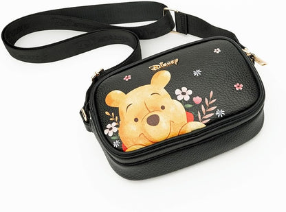 WondaPop Winnie the Pooh - Pooh Designer Series Double Zipper Crossbody/Shoulder Bag