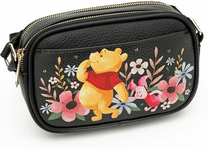 WondaPop Winnie the Pooh - Pooh Designer Series Double Zipper Crossbody/Shoulder Bag