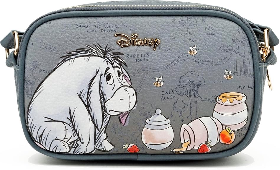 WondaPop Winnie the Pooh - Eeyore Designer Series Double Zipper Crossbody/Shoulder Bag