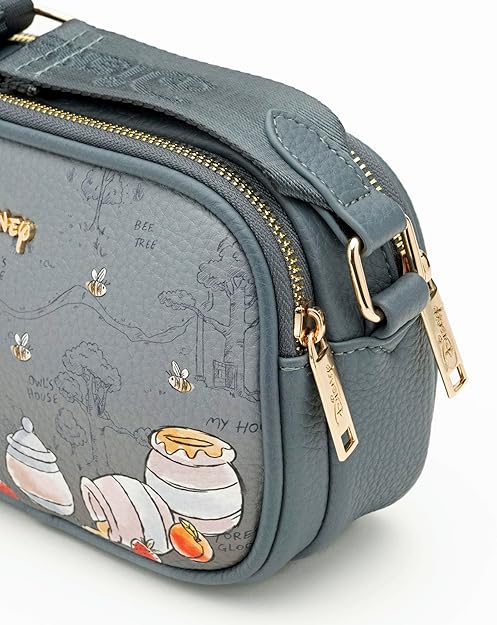 WondaPop Winnie the Pooh - Eeyore Designer Series Double Zipper Crossbody/Shoulder Bag