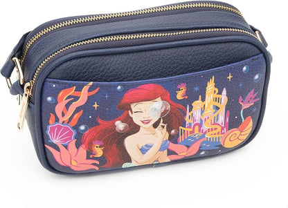 WondaPop The Little Mermaid Ariel Designer Series Double Zipper Crossbody/Shoulder Bag