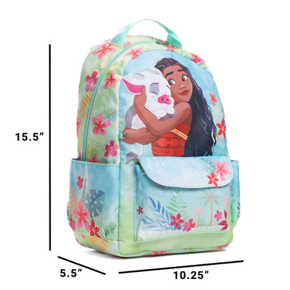 Disney - Wondapop - Moana - 15.5” Nylon Backpack - Kids School Bag with Laptop Sleeve & Pockets