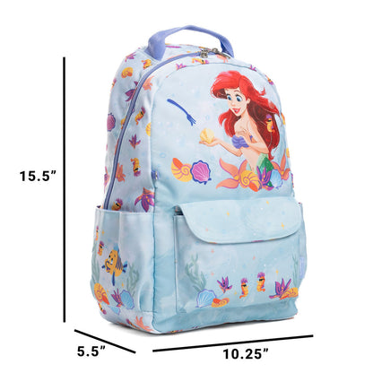 Disney - Wondapop - The Little Mermaid Ariel - 15.5” Nylon Backpack - Kids School Bag with Laptop Sleeve & Pockets