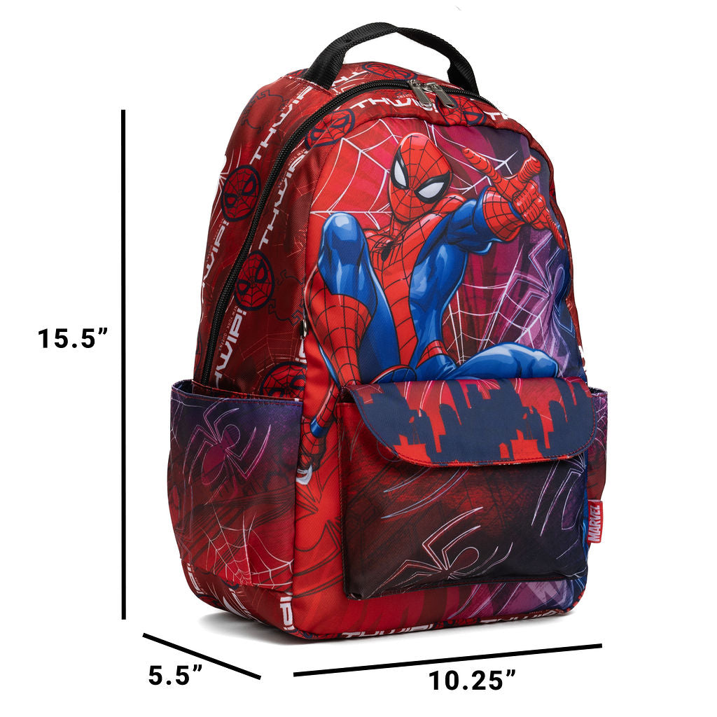 Disney - Wondapop - Marvel Spider-Man - 15.5” Nylon Backpack - Kids School Bag with Laptop Sleeve & Pockets