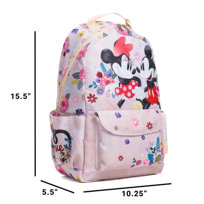 Disney - Wondapop - Mickey & Minnie “Happy” - 15.5” Nylon Backpack - Kids School Bag with Laptop Sleeve & Pockets