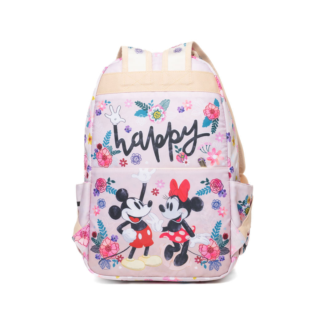 Disney - Wondapop - Mickey & Minnie “Happy” - 15.5” Nylon Backpack - Kids School Bag with Laptop Sleeve & Pockets