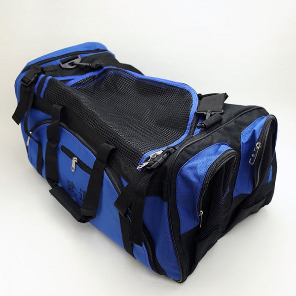 Martial Arts Bag with Mesh Top/pocket 13"x27"x14" (Black, Blue) - GTE Zone