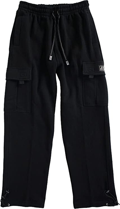 Pro Club Men's Heavyweight Fleece Cargo Pants (Black, Medium)