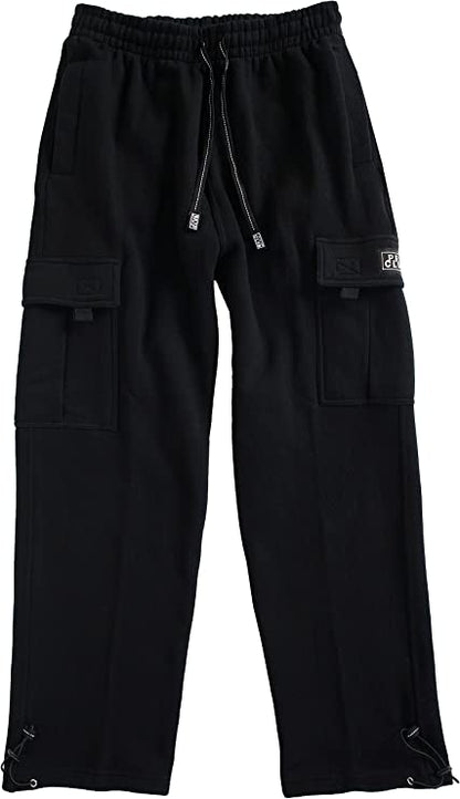 Pro Club Men's Heavyweight Fleece Cargo Pants (Black, Small)