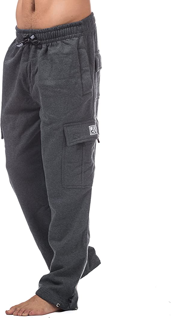 Pro Club Men's Heavyweight Fleece Cargo Pants (Charcoal, Large)