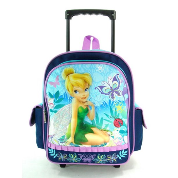 Disney Tinkerbell Navy Blue Toddler Mini Wheeled Backpack Rolling Travel Bag - GTE Zone
