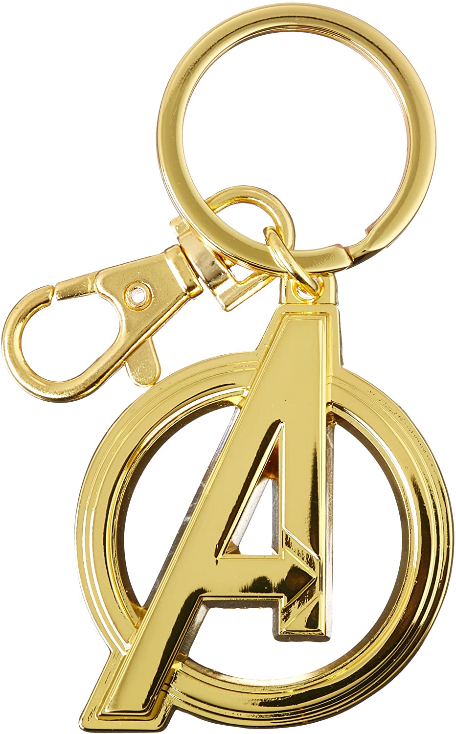 Marvel Avengers Logo in Gold - Pewter Key Ring Action Figure Accessories, 3" - GTE Zone