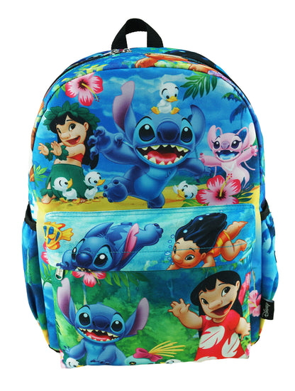 Lilo & Stitch - Deluxe Oversize Print Large 16" Backpack w/Laptop Compartment - A19563