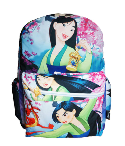 Disney Princess Mulan Deluxe Oversize Print Large 16" Backpack with Laptop Compartment - GTE Zone