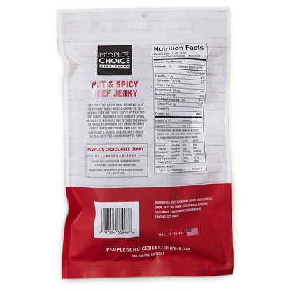 People's Choice Beef Jerky - Classic - Hot & Spicy - Big Slab - Whole Muscle Premium Cuts - Bulk Jerky Package - Thin Sheets - Low Sodium Low Salt High Protein Meat Snack - 15 Count, 1 Bag - GTE Zone