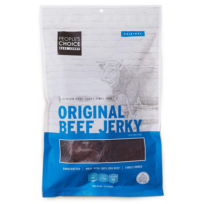 People's Choice Beef Jerky - Classic - Original - Big Slab - Whole Muscle Premium Cuts - Bulk Jerky Package - Thin Sheets - Low Sodium Low Salt High Protein Meat Snack - 15 Count, 1 Bag - GTE Zone