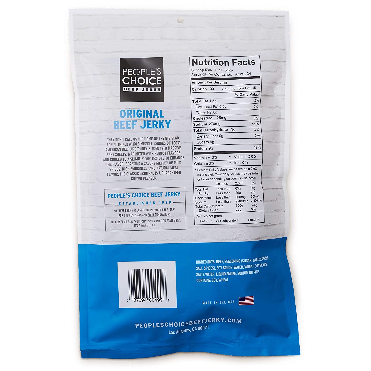 People's Choice Beef Jerky - Classic - Original - Big Slab - Whole Muscle Premium Cuts - Bulk Jerky Package - Thin Sheets - Low Sodium Low Salt High Protein Meat Snack - 15 Count, 1 Bag - GTE Zone