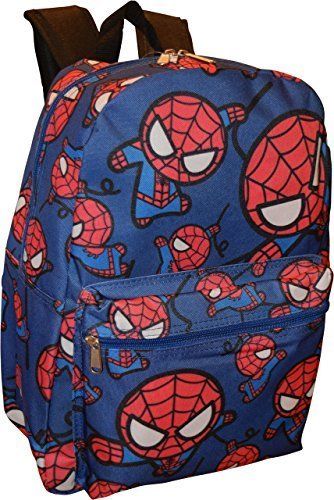 Marvel Spiderman Allover Print Black 16" Boys Large School Backpack - Blue - GTE Zone