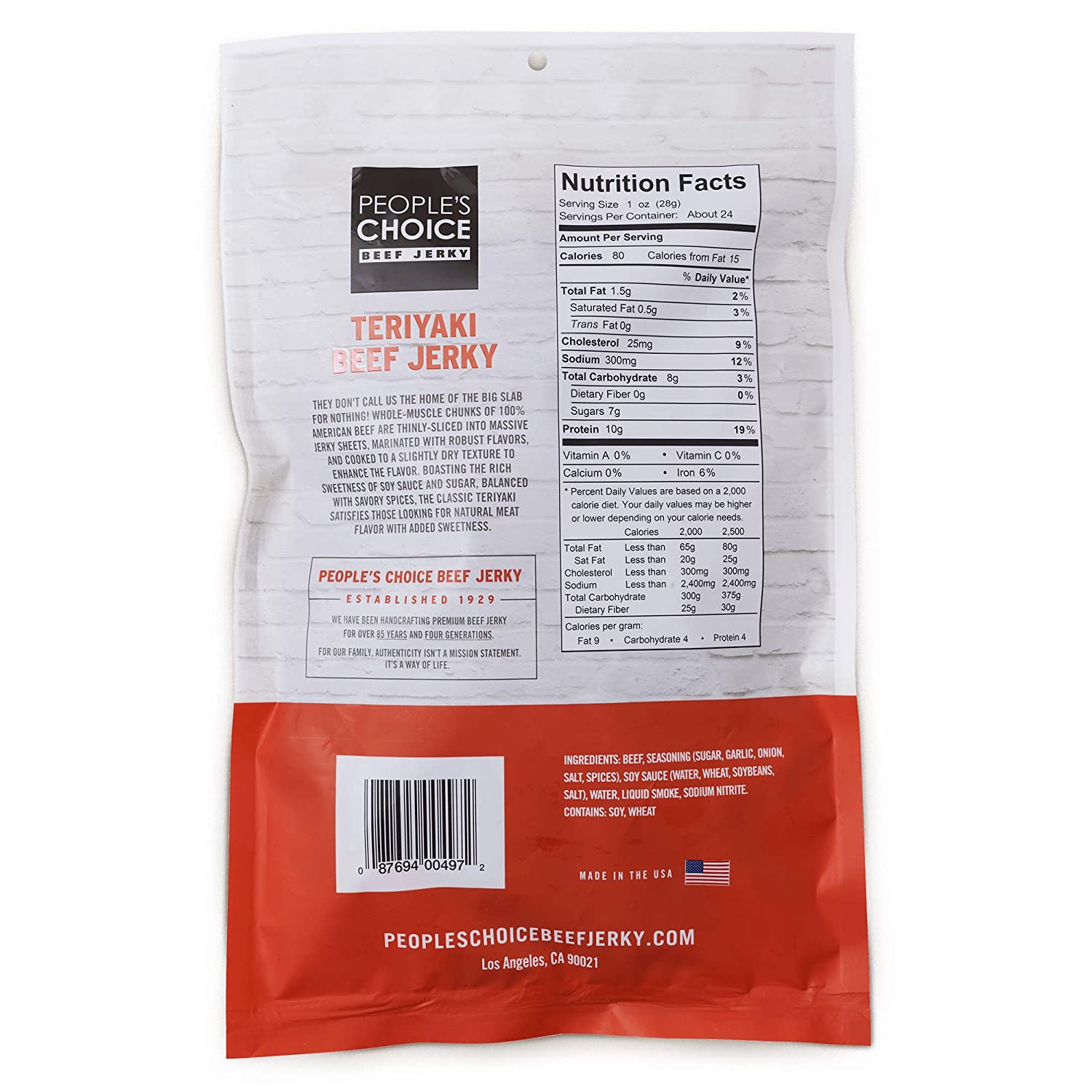 People's Choice Beef Jerky - Classic - Teriyaki - Big Slab - Whole Muscle Premium Cuts - Bulk Jerky Package - Thin Sheets - Low Sodium Low Salt High Protein Meat Snack - 15 Slabs, 1 Bag - GTE Zone